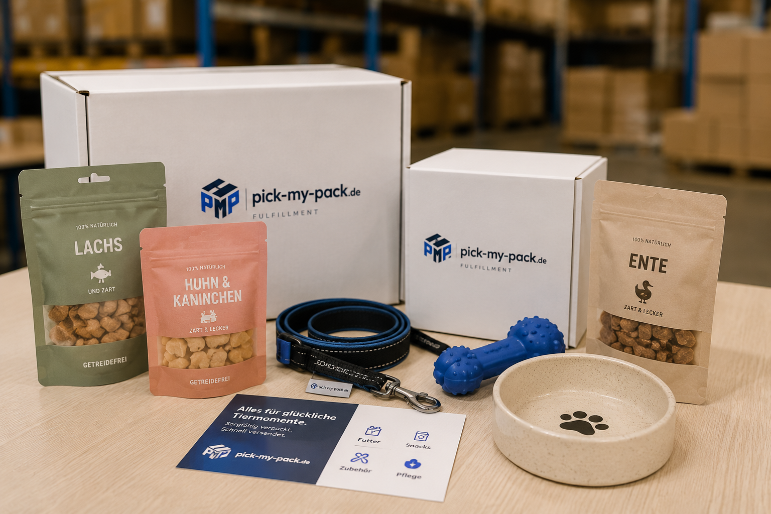 Heimtierprodukte und Extras werden zu einem Paket zusammengestellt