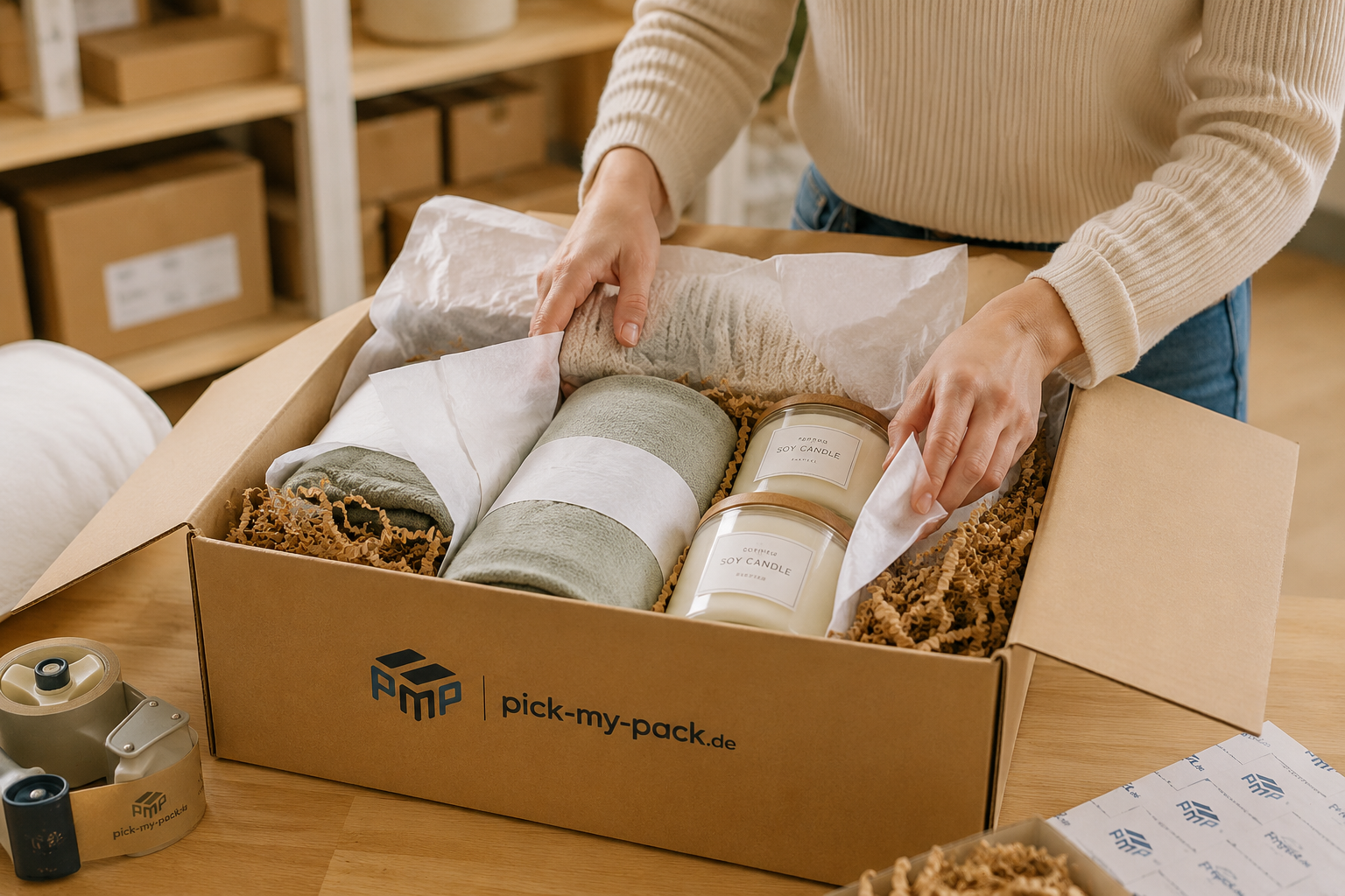 Empfindliche Wohnaccessoires in einer sicheren Versandverpackung