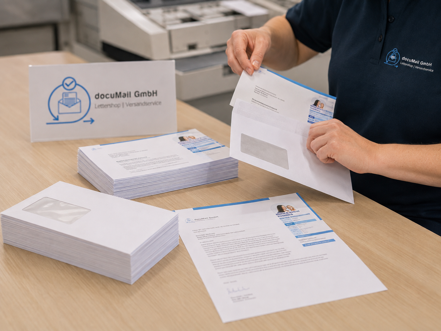 Personalisierte Briefe und Unterlagen werden für eine Aussendung vorbereitet