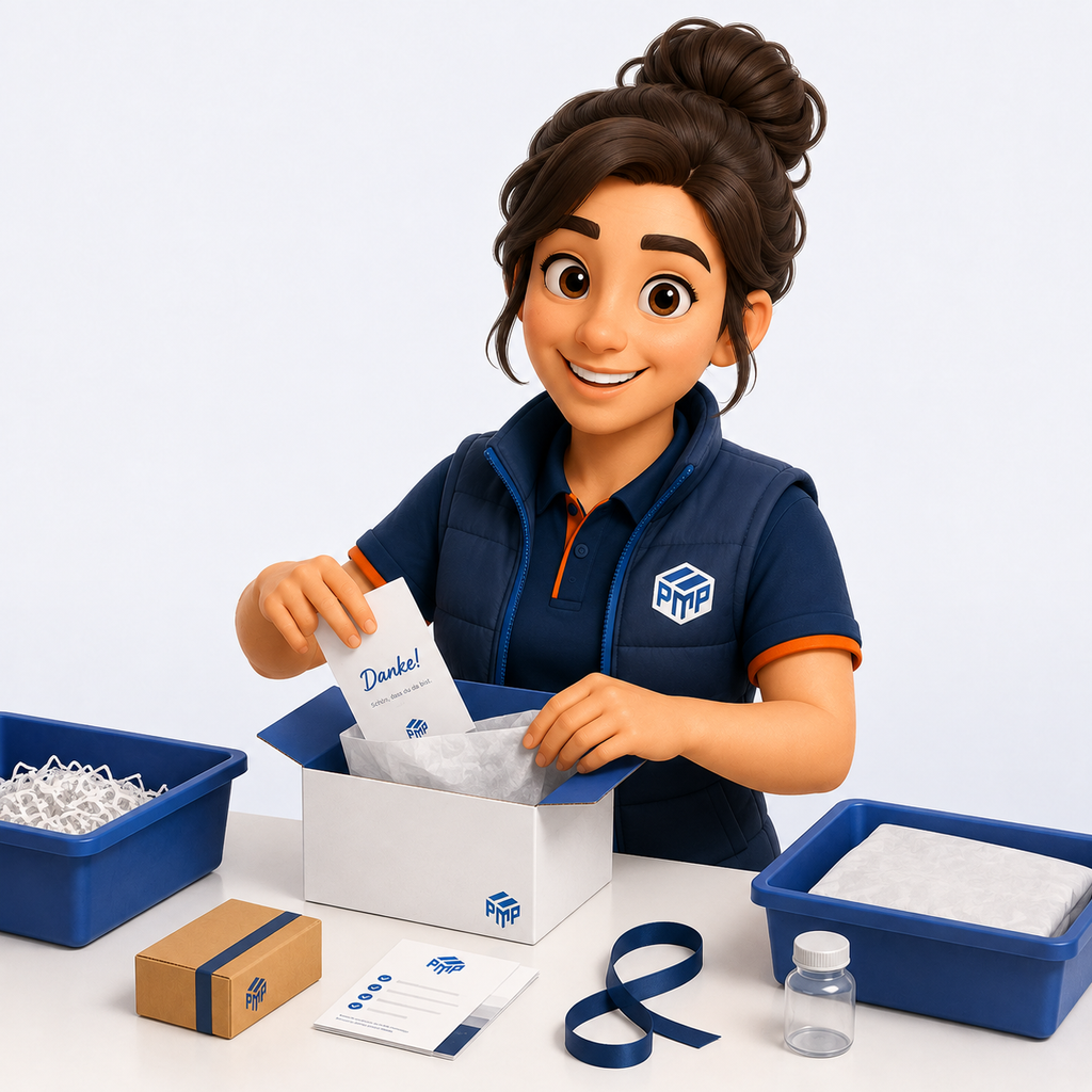 pick-my-pack Pimpi bereitet Produktsets für eine Verkaufsaktion vor