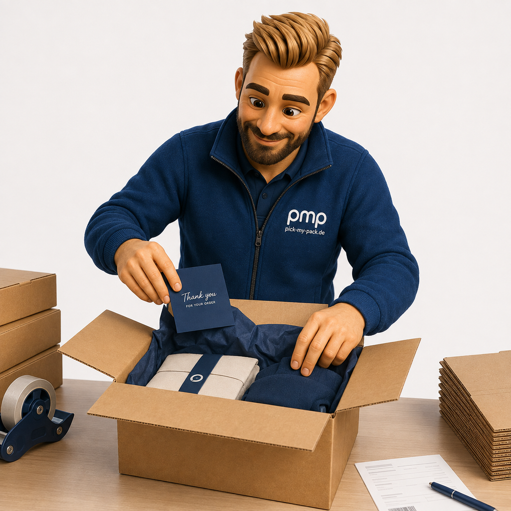 pick-my-pack Pimpi verpackt eine Bestellung nach festgelegter Markenlogik