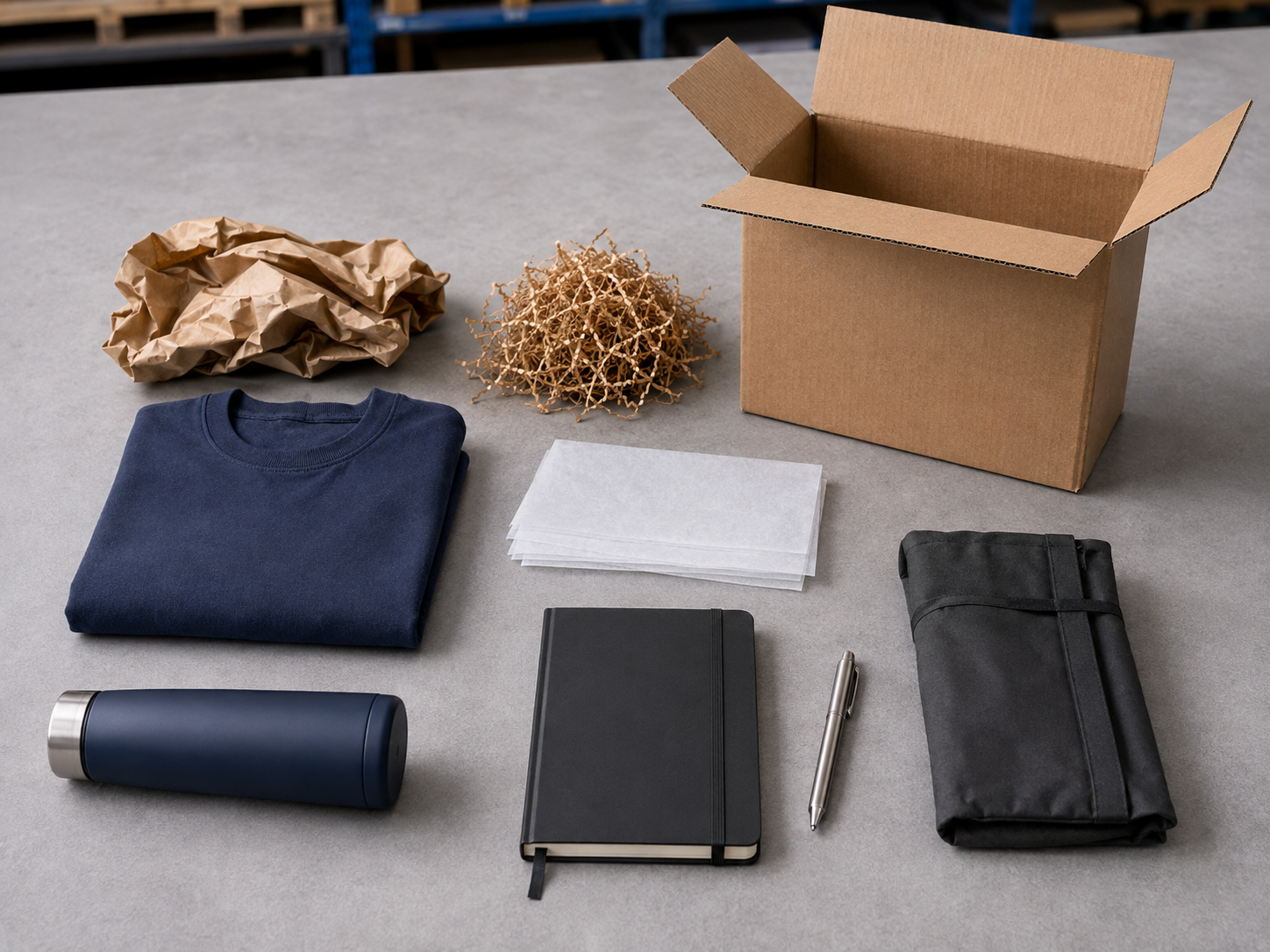 Einzelteile und Verpackungsmaterial vor der Zusammenstellung