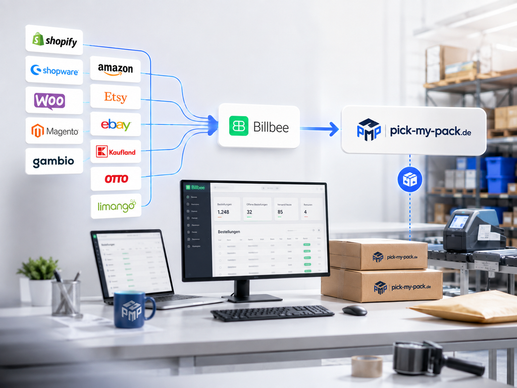 Arbeitsplatz mit angebundenem Shopsystem und automatisiertem Bestellprozess