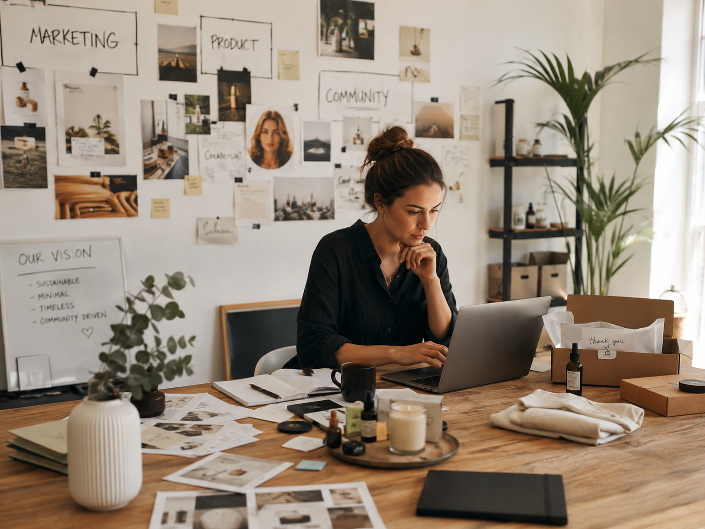 Gründerteam arbeitet an Produkten, Marke und Onlineshop